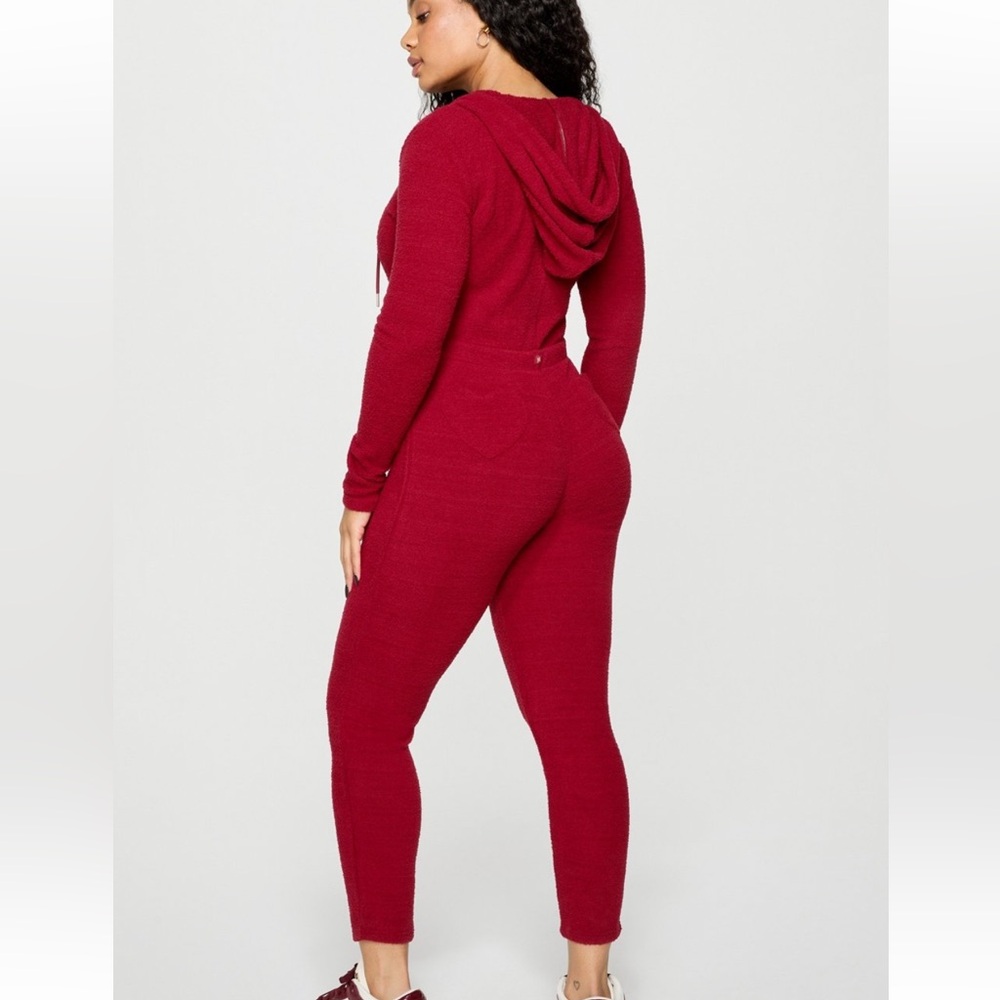 Fabletics Yitty Merlot Red Pet Me Heart Pocket Hooded Onesie